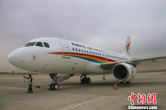 图为4月4日，一架全新的空中客车A319客机入列西藏航空机队。　张磊 摄