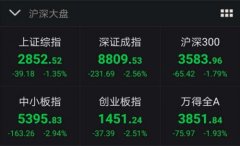 沪指跌1.35%回守2850点 科技股和农业股大幅回调